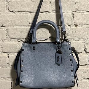 Authentic coach rogue blue leather studded trim bag